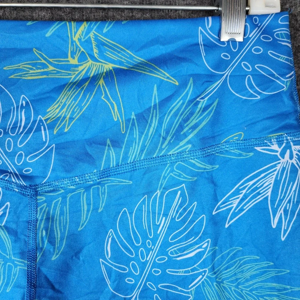 Nike Shorts Womens XL Dri-FIT Tropical Leaf Blue Compression Bike Shorts EUC